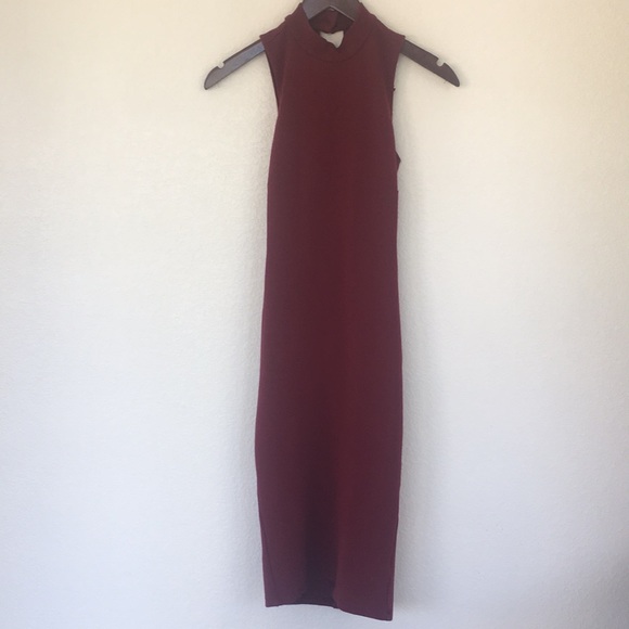 Sole Mio M bodycon sleeveless maroon dress - Picture 6 of 8